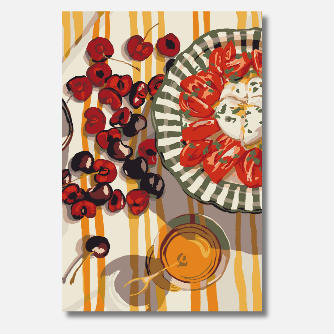 Caprese & Kirschen - Malen nach Zahlen