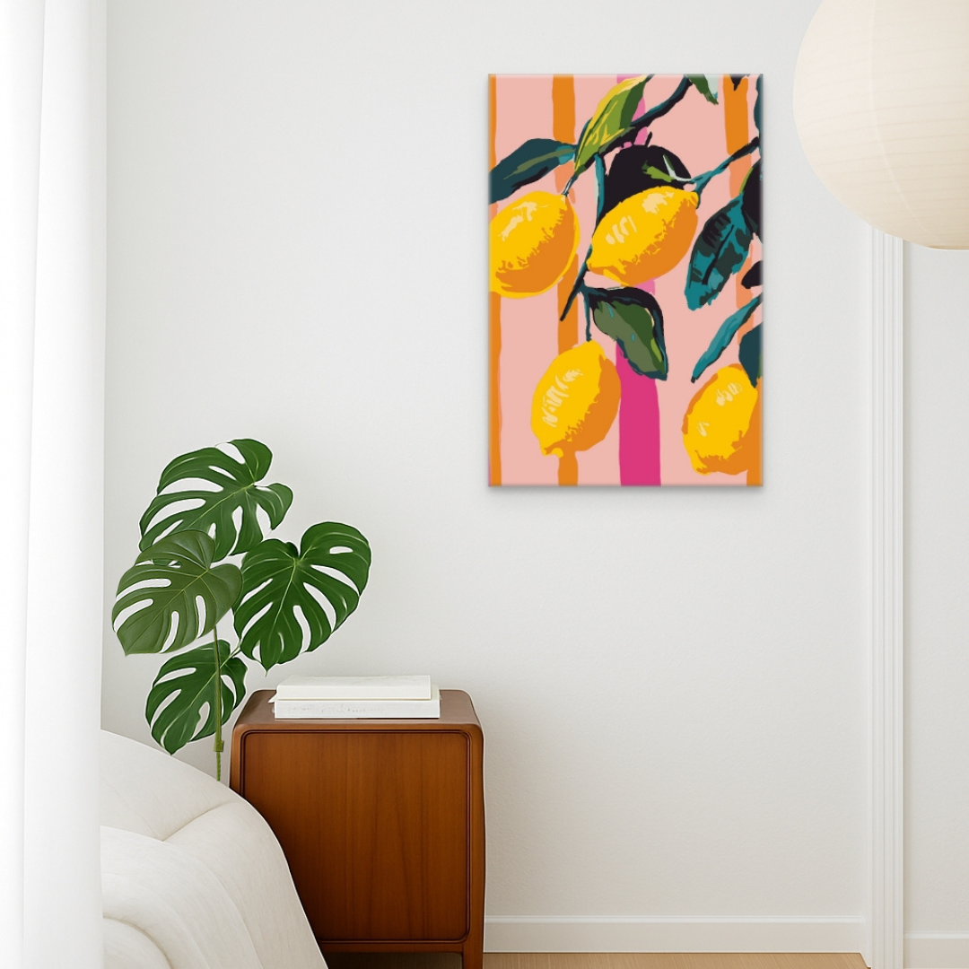 Pink Striped Citrus - Malen nach Zahlen