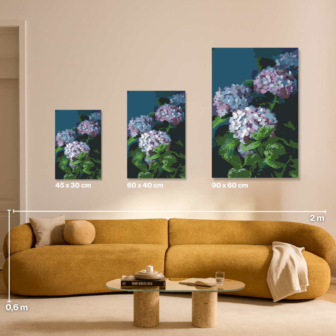 Violette Hortensien - Malen nach Zahlen