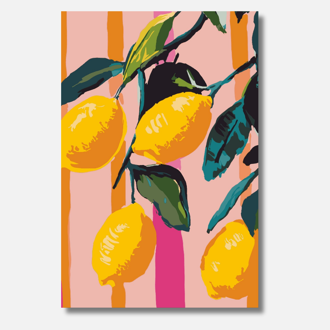 Pink Striped Citrus - Malen nach Zahlen