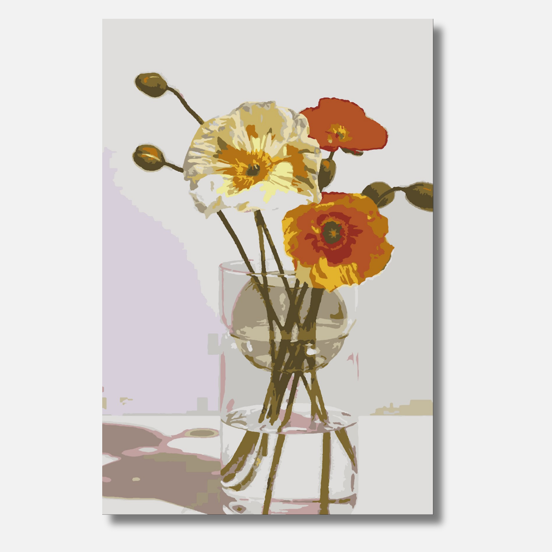 Mohnblumen Stillleben - Malen nach Zahlen