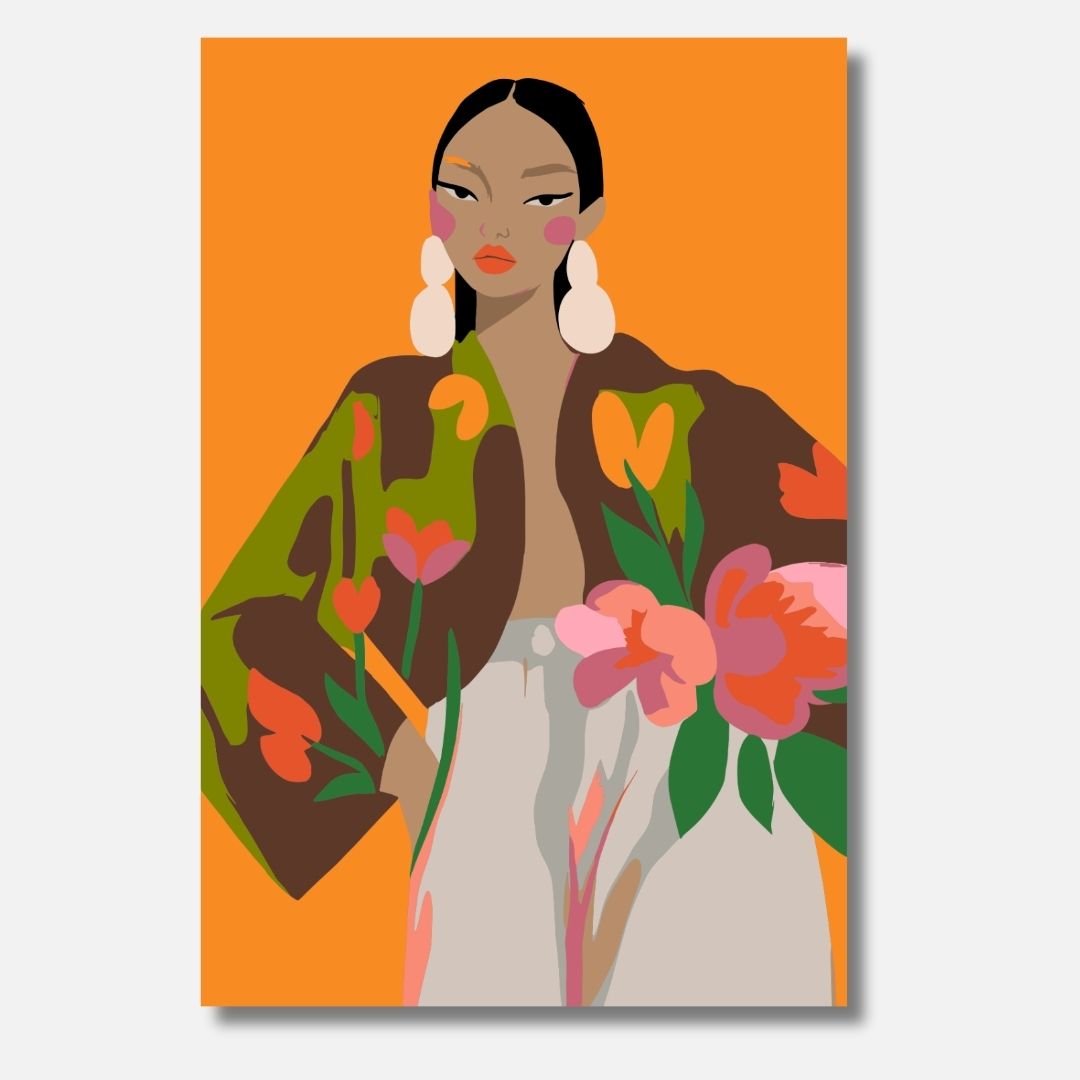 Orange Woman - Malen nach Zahlen