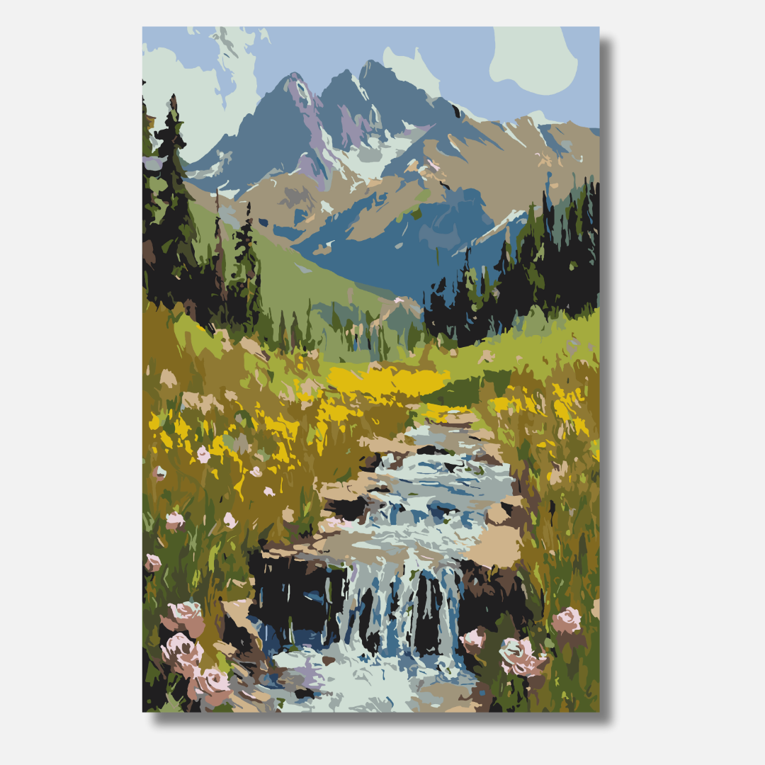 Gebirgsbach - Malen nach Zahlen