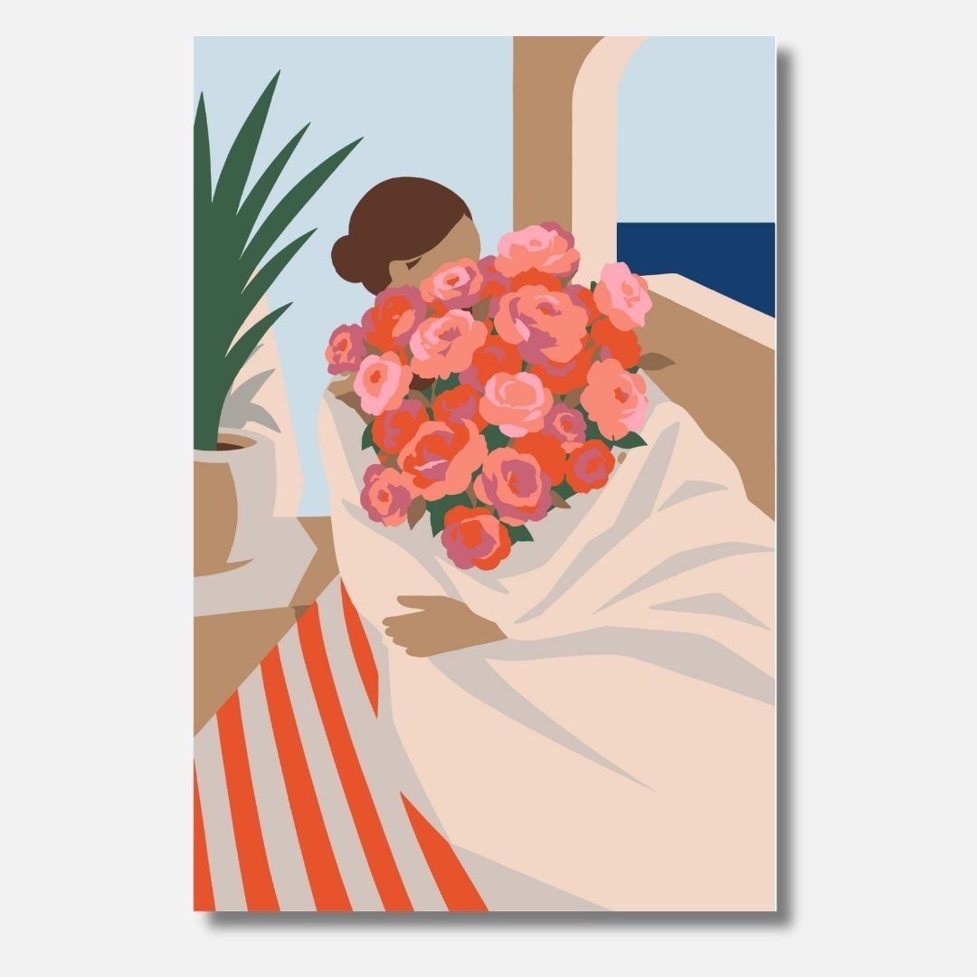 Holding Flowers - Malen nach Zahlen