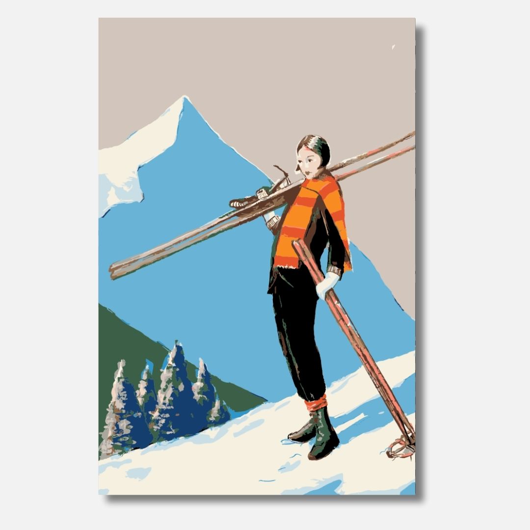 Skier With Colorful Scarf - Malen nach Zahlen