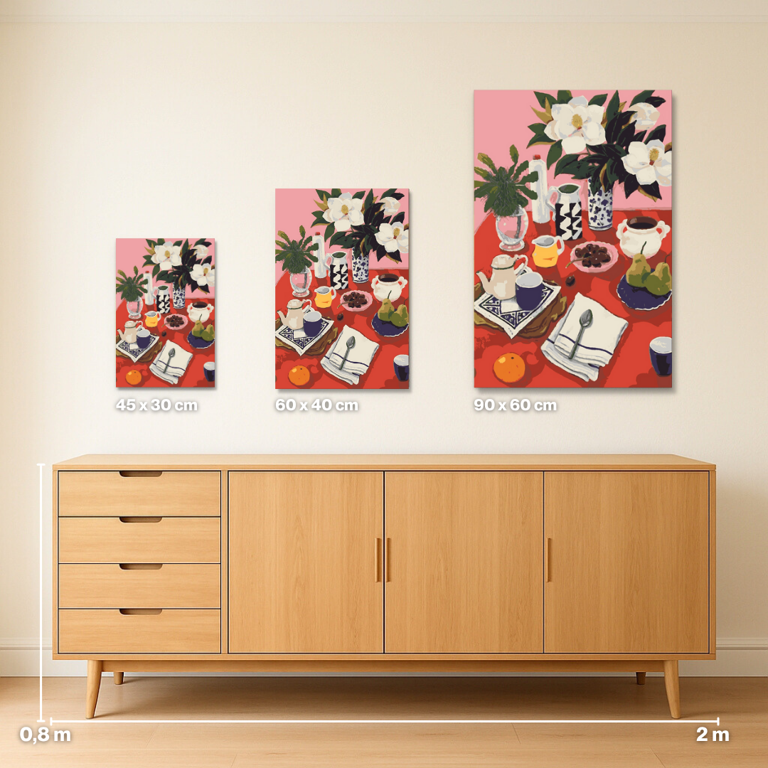 Stillleben in Rot - Malen nach Zahlen