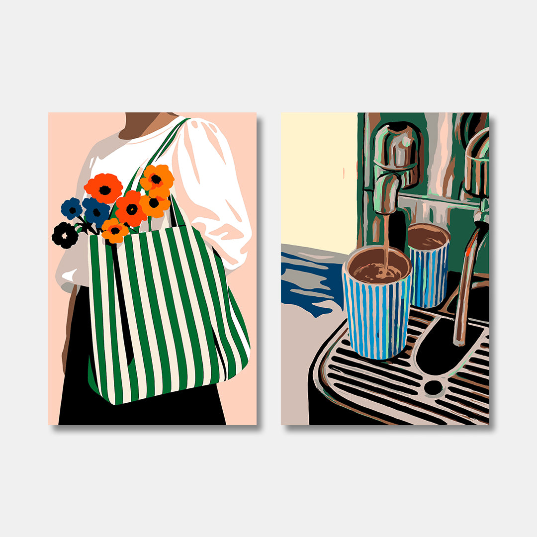 Coffee Club & Sunday Market 2-er Bundle - Malen nach Zahlen ohne Keilrahmen