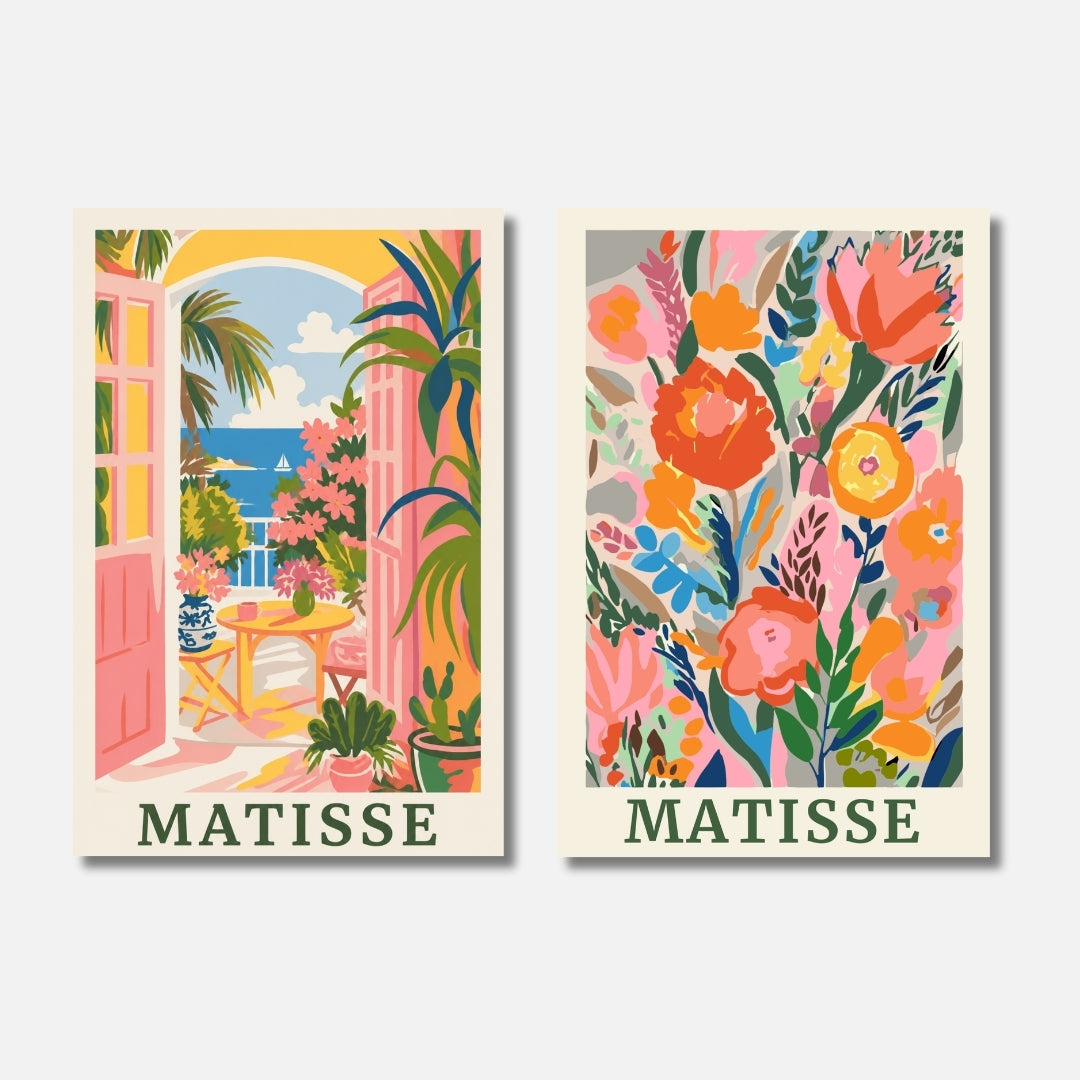 Matisse Balcony & Matisse 2-er Bundle - Malen nach Zahlen mit Keilrahmen