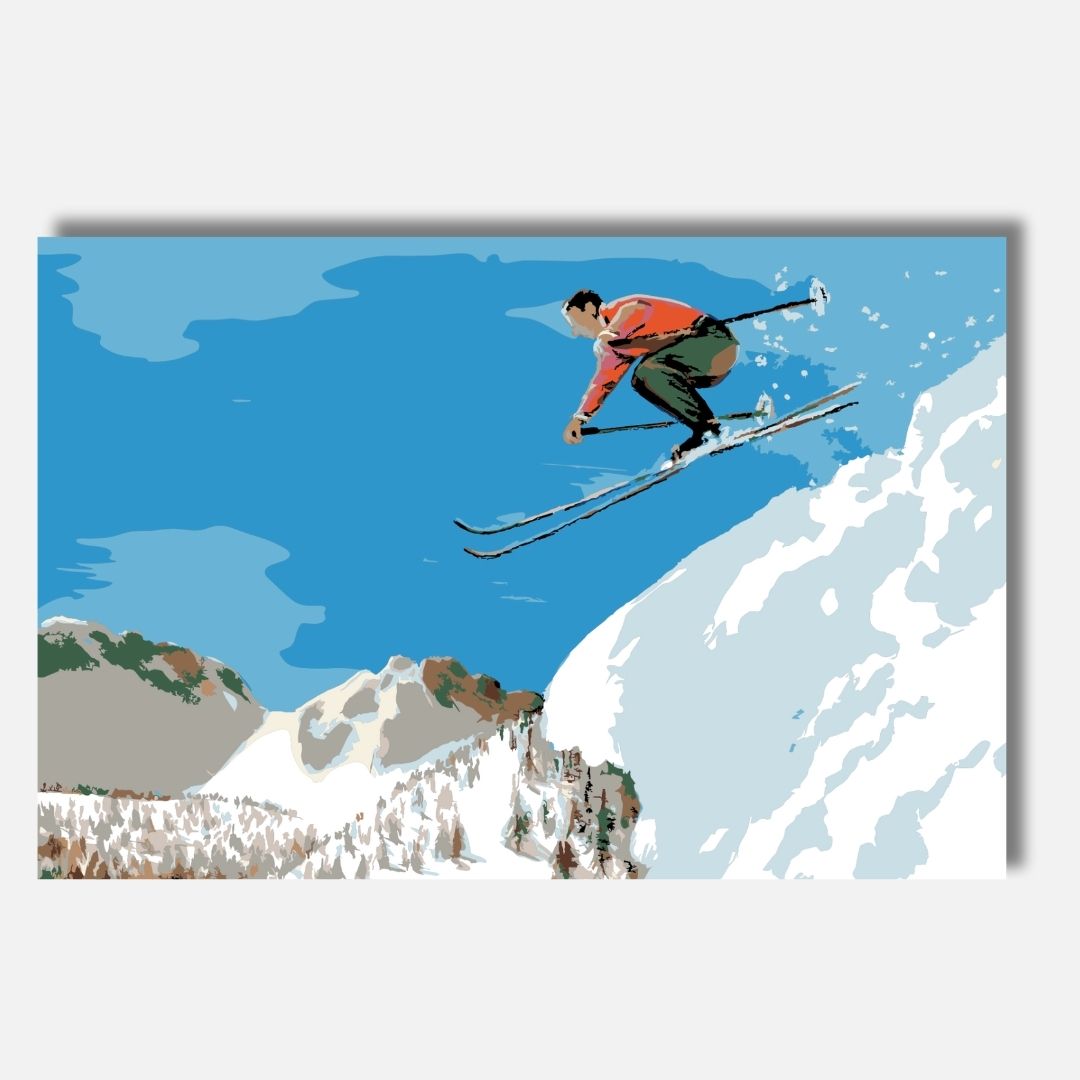 Ski Jumper With Red Sweater - Malen nach Zahlen