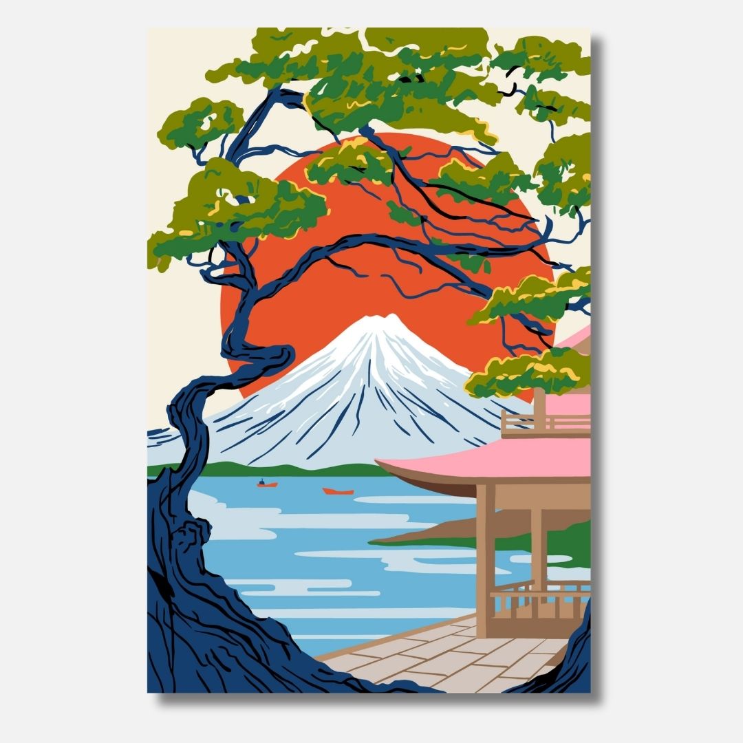 Red Sun over Fuji - Malen nach Zahlen