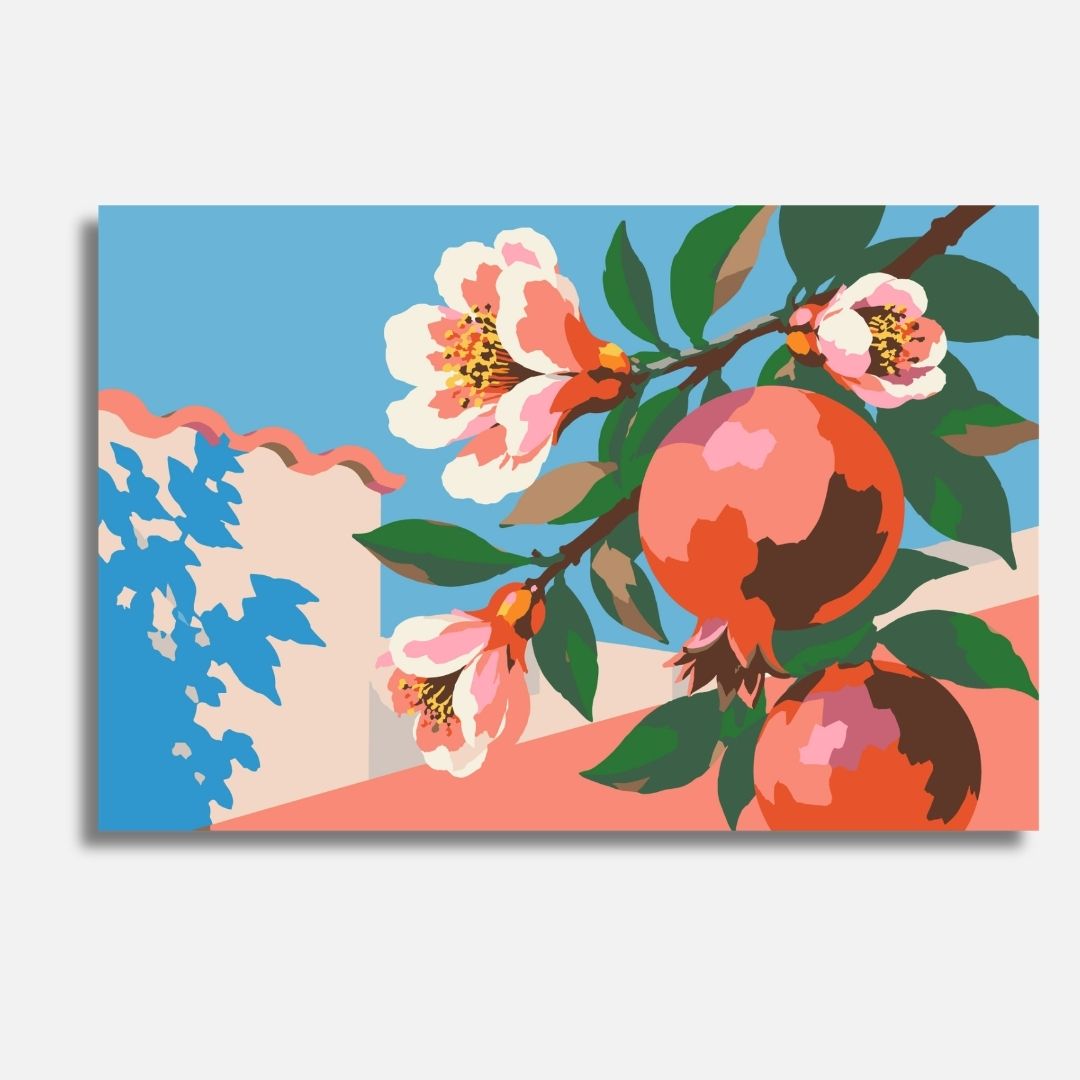 Granatapfelblüte - Malen nach Zahlen