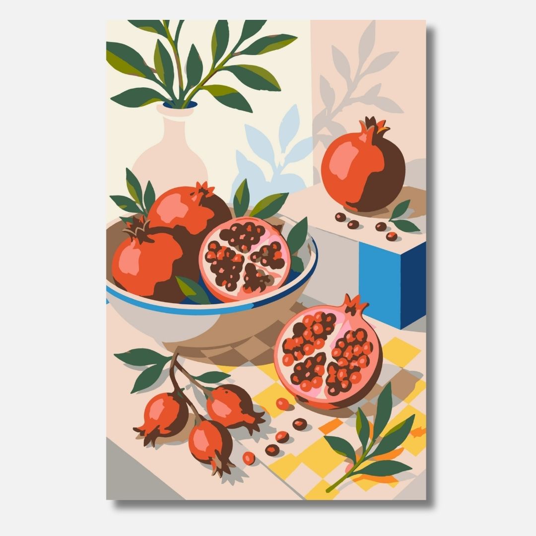 Granatapfel Schale - Malen nach Zahlen