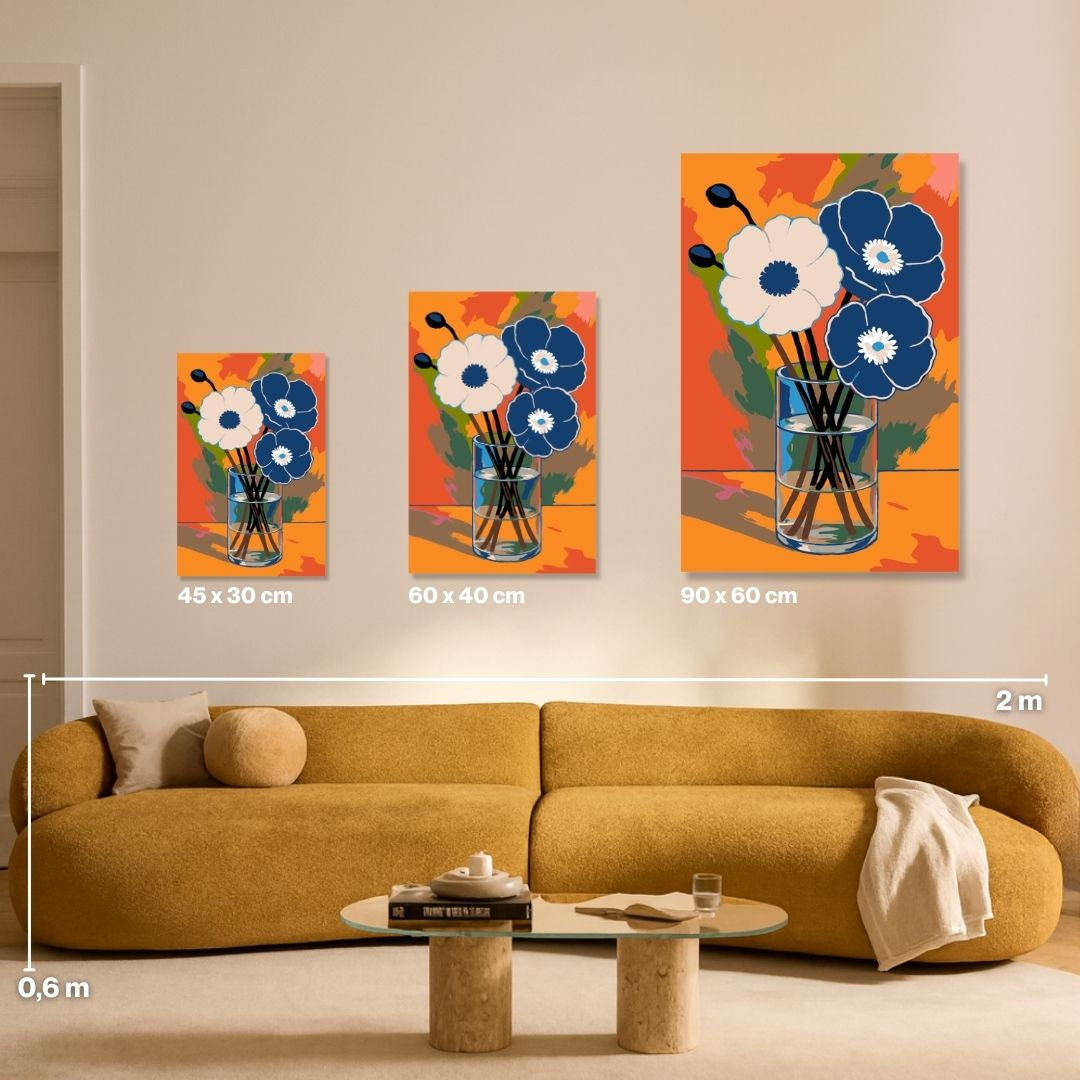 Mohnblumen Stillleben blau - Malen nach Zahlen