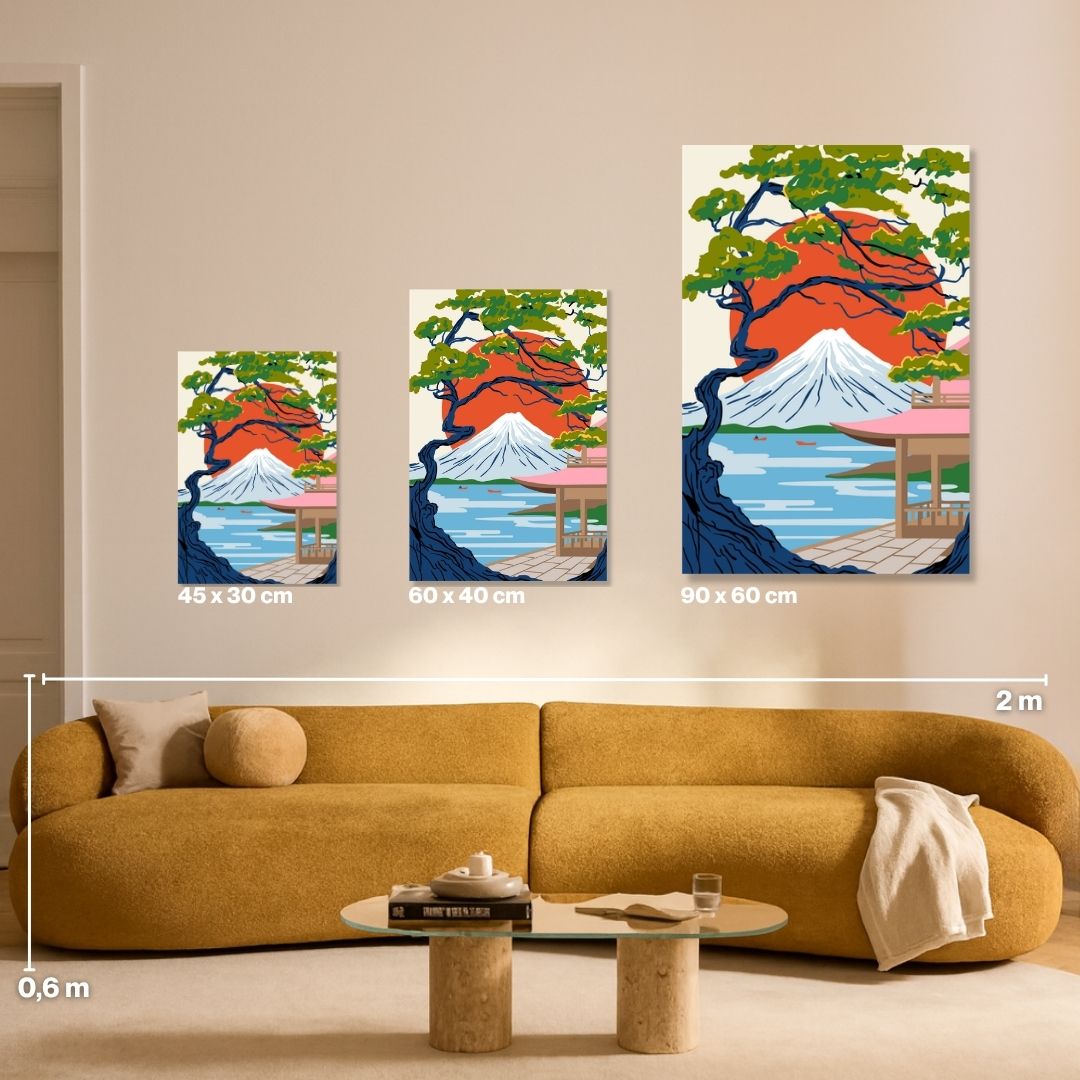 Red Sun over Fuji - Painting by numbers