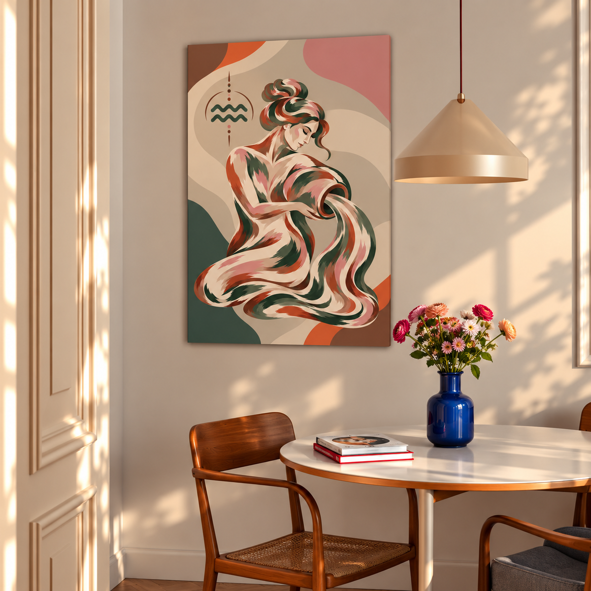Malen nach Zahlen für Erwachsene-Wassermann als Wandbild im Wohnzimmer/Fertiges Gemälde auf Leinwand von Habitus