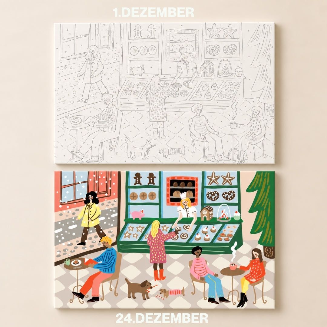 Weihnachtsbäckerei - Malen nach Zahlen Adventskalender