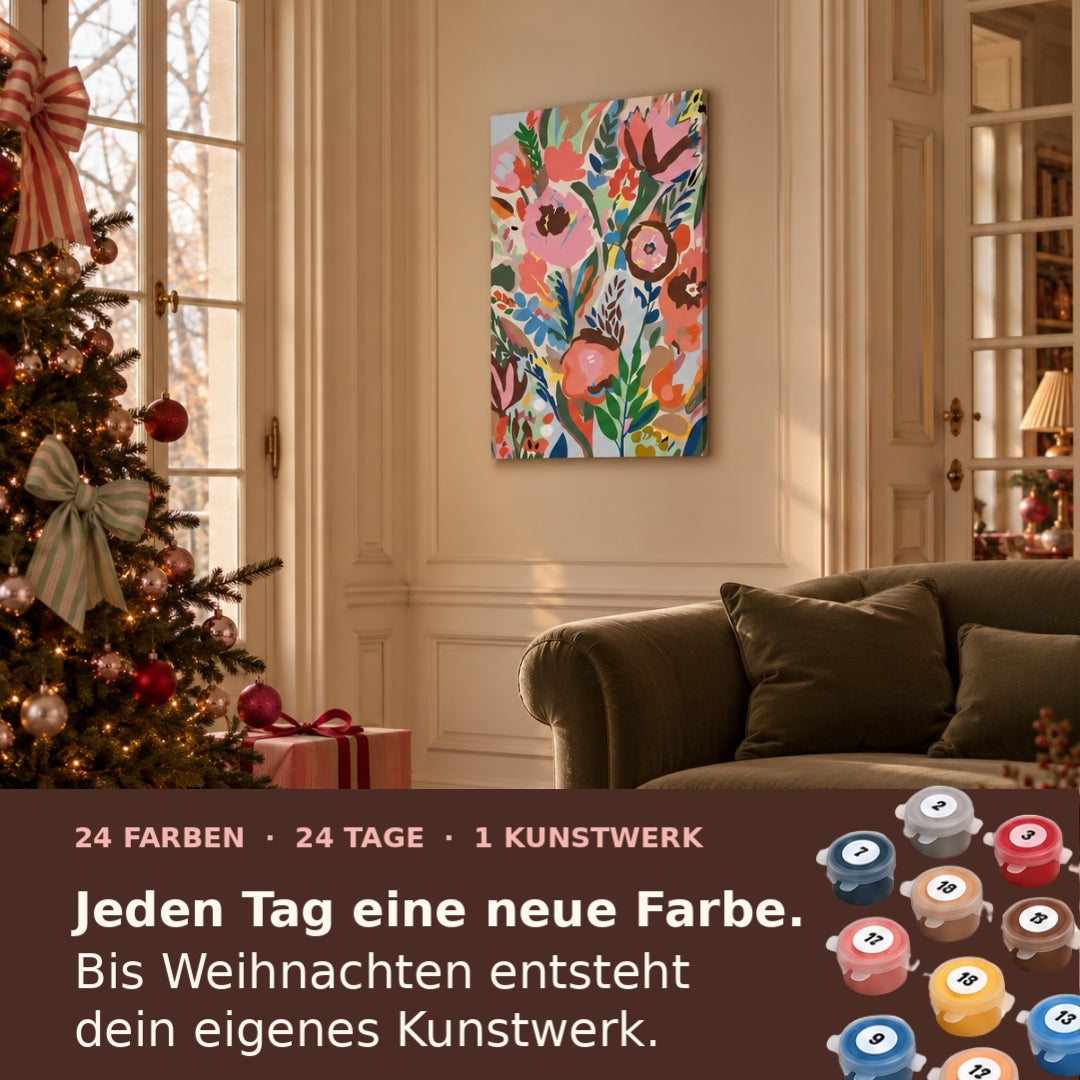 Malen nach Zahlen für Erwachsene-Botanical Winter als Wandbild im Wohnzimmer/Fertiges Gemälde auf Leinwand von Habitus