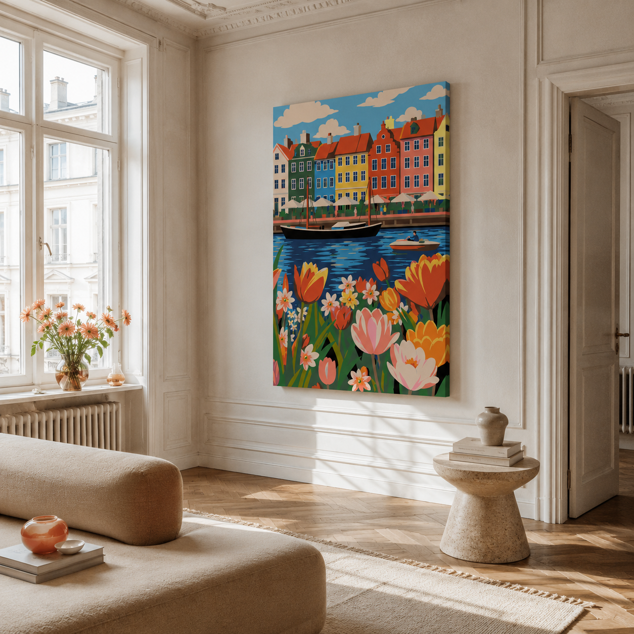 Malen nach Zahlen für Erwachsene – Copenhagen Bliss als Wandbild im Wohnzimmer | Fertiges Gemälde auf Leinwand von Habitus