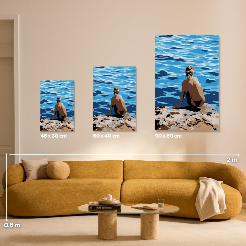 Malen nach Zahlen für Erwachsene – Daydreaming: Größenvergleich Leinwand 45x30, 60x40, 90x60 cm | Habitus DIY Malset