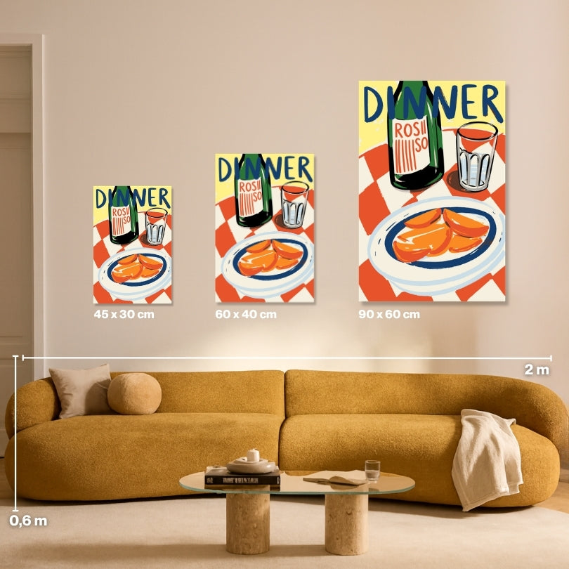 Malen nach Zahlen für Erwachsene – Dinner: Größenvergleich Leinwand 45x30, 60x40, 90x60 cm | Habitus DIY Malset