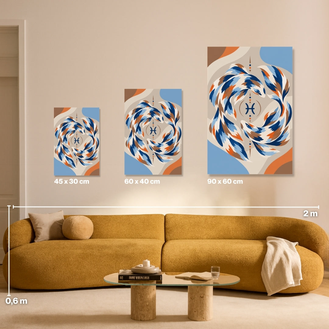 Malen nach Zahlen für Erwachsene-Fische: Größenvergleich Leinwand 45x30, 60x40, 90x60 /Habitus DIY Malset