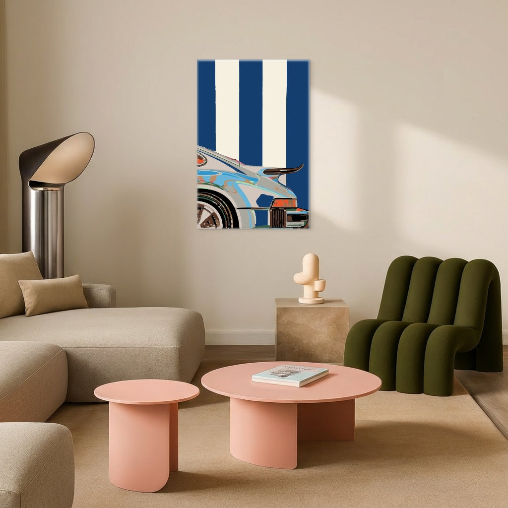 Blue Striped Car - Malen nach Zahlen