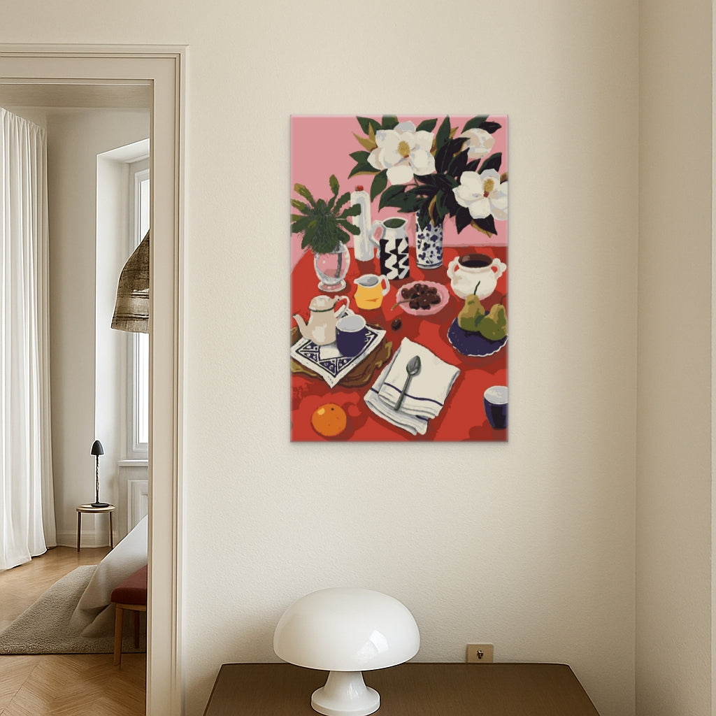 Stillleben in Rot - Malen nach Zahlen