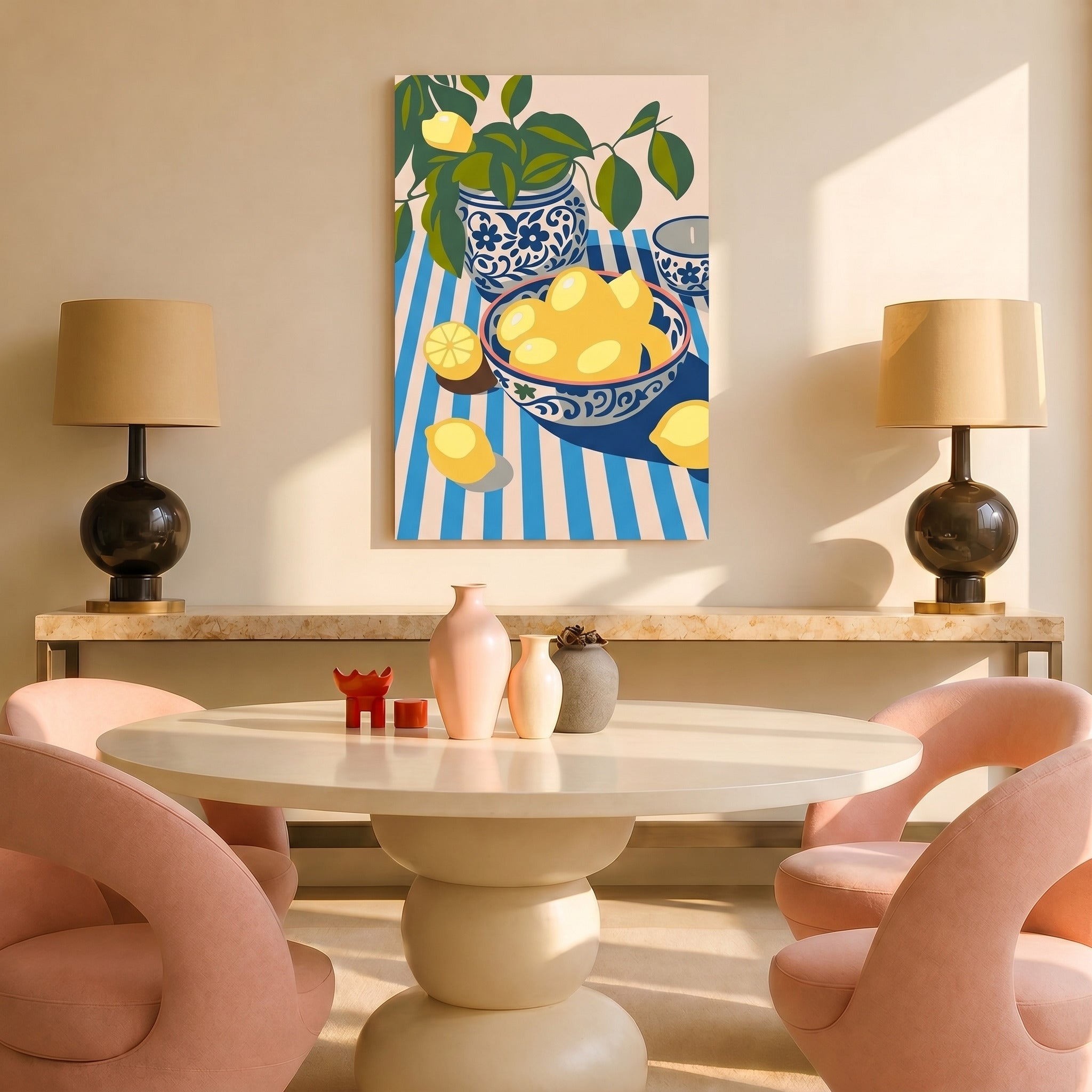 Gestreept Citrus Delight blauw - Schilderen op nummer