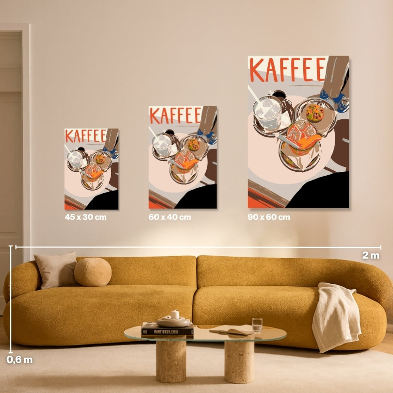 Malen nach Zahlen für Erwachsene – Iced Coffee: Größenvergleich Leinwand 45x30, 60x40, 90x60 cm | Habitus DIY Malset