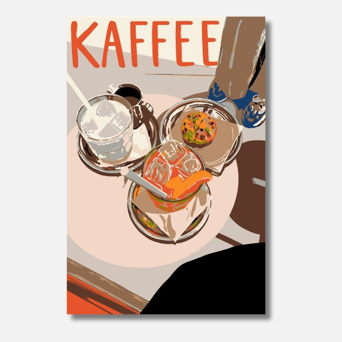 Malen nach Zahlen für Erwachsene – Iced Coffee: Retro-Kaffeebild mit Eiskaffé und Snacks | Hochwertiges DIY Malset von Habitus