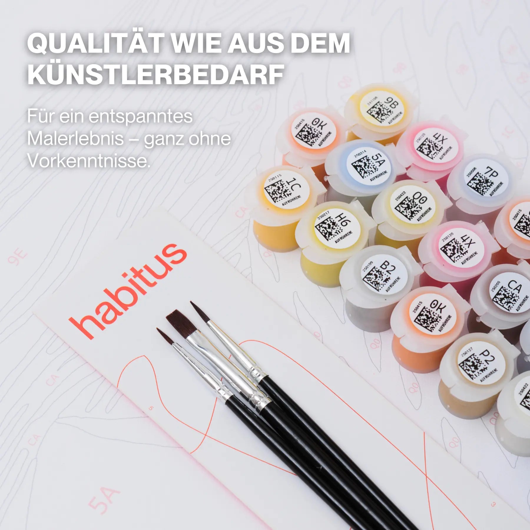 Hochwertige Acrylfarben aus dem Künstlerbedarf für Malen nach Zahlen für Erwachsene – Premium Malset von Habitus ohne Vorkenntnisse