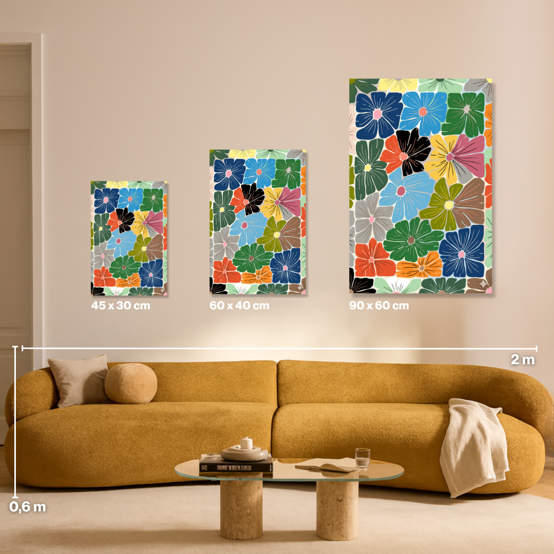 Malen nach Zahlen Blumenmeer Groessen Vergleich Leinwand 45x30 60x40 90x60 cm - habitus studio