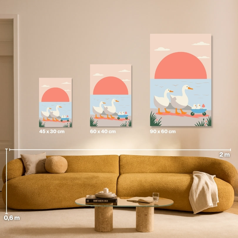 Malen nach Zahlen Entenfamilie Enten Groessen Vergleich Leinwand 45x30 60x40 90x60 cm - habitus studio