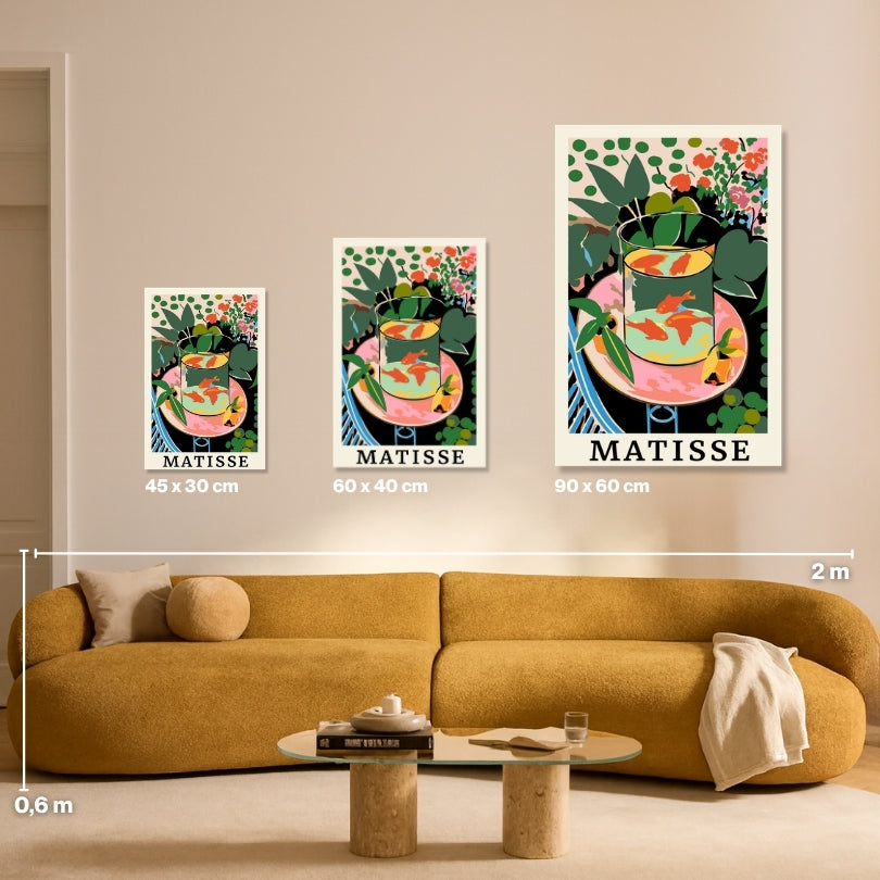 Malen nach Zahlen Matisse Fische Goldfische Groessen Vergleich Leinwand 45x30 60x40 90x60 cm - habitus studio