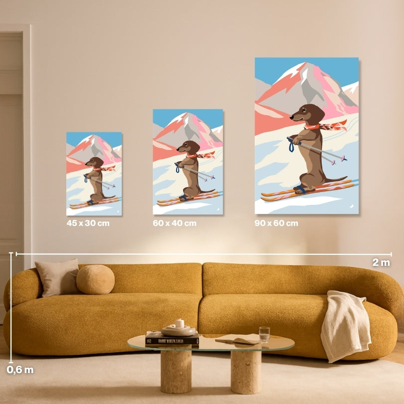 Malen nach Zahlen Winterpfoten Hund Winter Groessen Vergleich Leinwand 45x30 60x40 90x60 cm - habitus studio