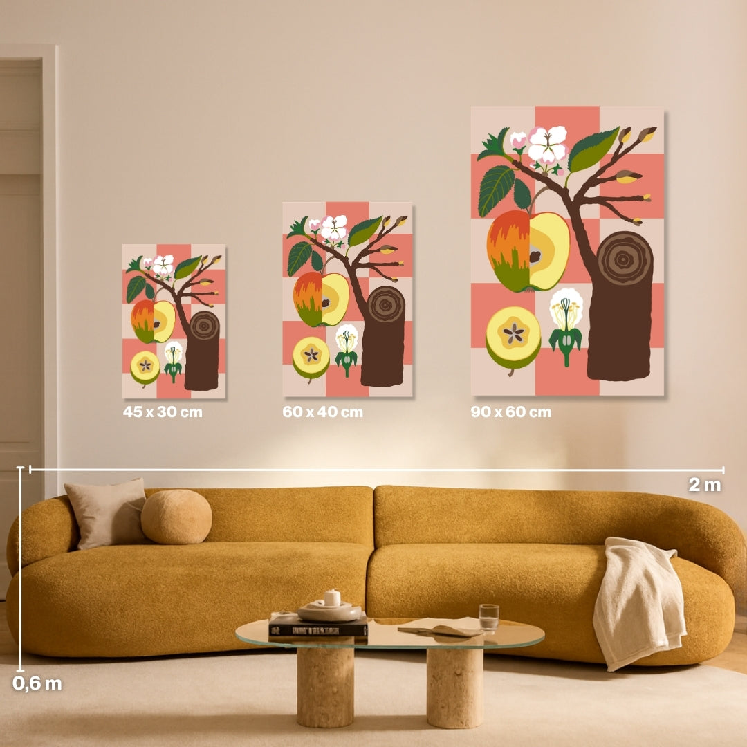 Malen nach Zahlen für Erwachsene-Malus domestica: Größenvergleich Leinwand 45x30, 60x40, 90x60/Habitus DIY Malset