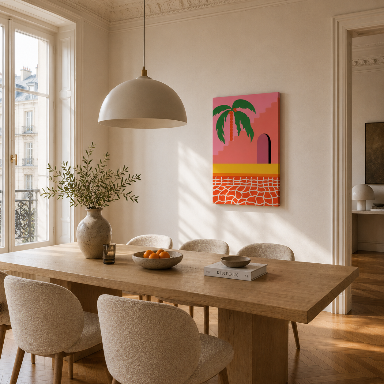 Malen nach Zahlen für Erwachsene – Plants by the Pool 3 als Wandbild im Wohnzimmer | Fertiges Gemälde auf Leinwand von Habitus