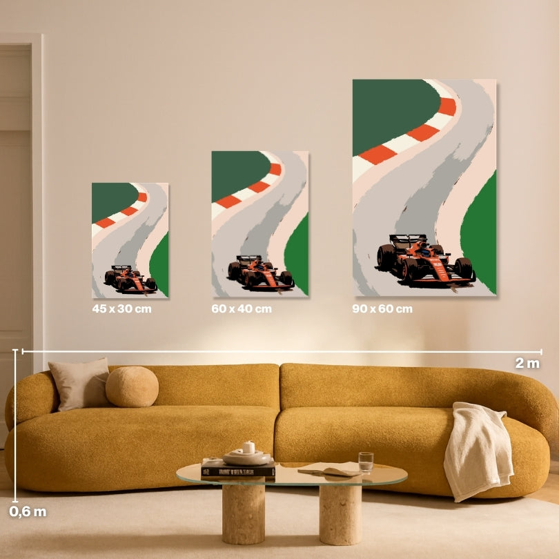 Malen nach Zahlen für Erwachsene – Race Curve: Größenvergleich Leinwand 45x30, 60x40, 90x60 cm | Habitus DIY Malset