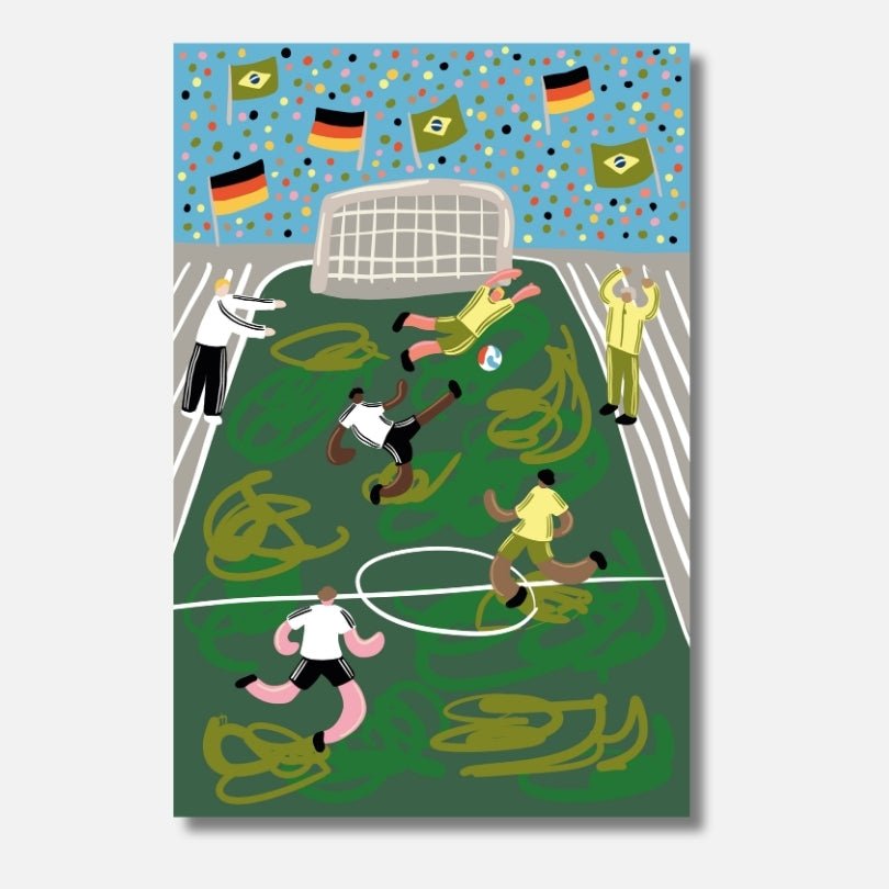 Rein da Malen nach Zahlen für Erwachsene – Spannendes Fußballspiel aus Vogelperspektive mit Deutschlandfahnen, DIY Malset Habitus