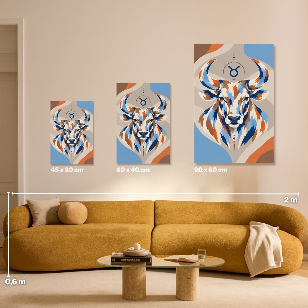 Malen nach Zahlen für Erwachsene-Stier: Größenvergleich Leinwand 45x30, 60x40, 90x60 / Habitus DIY Malset
