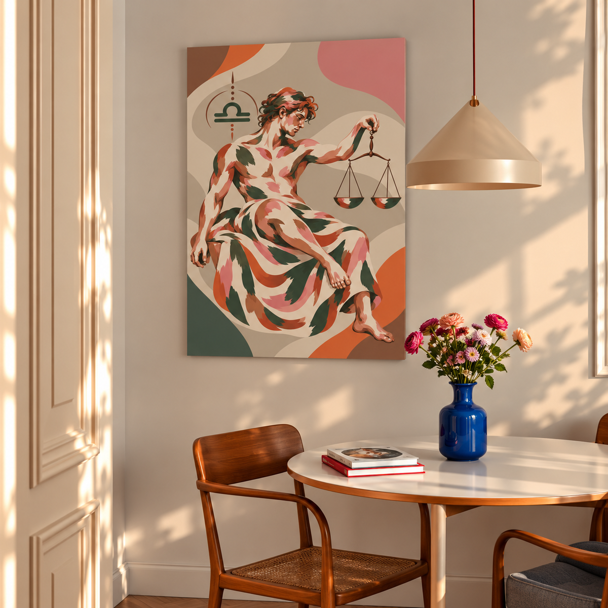 Malen nach Zahlen für Erwachsene-Waage als Wandbild im Wohnzimmer/Fertiges Gemälde auf Leinwand von Habitus