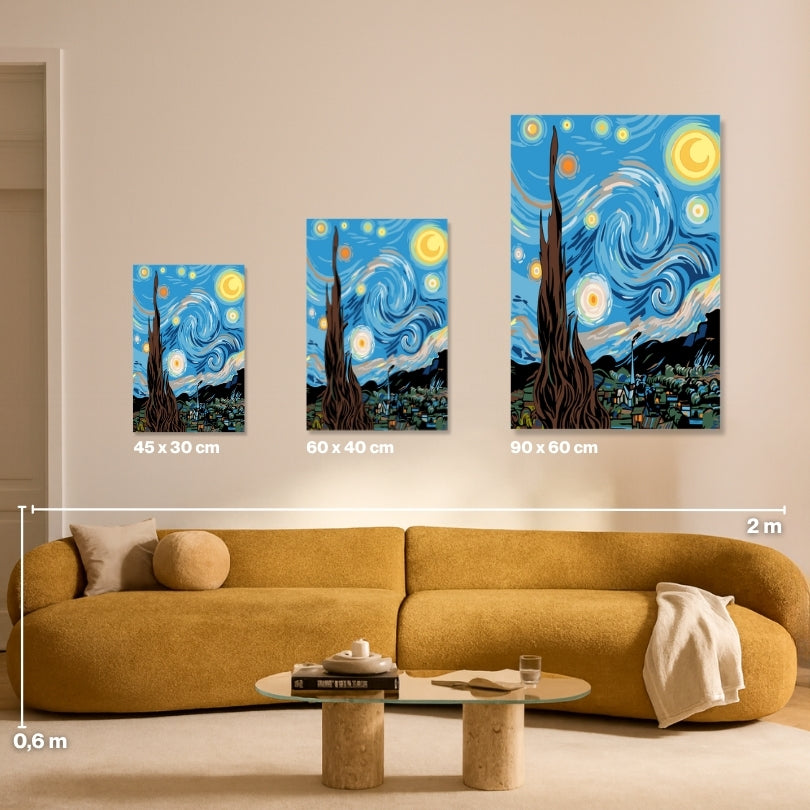 Sternennacht inspiriert von Van Gogh - Malen nach Zahlen