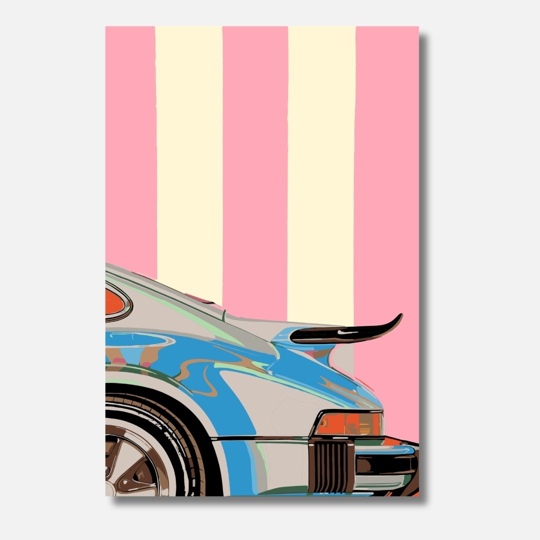 Pink Striped Car - Malen nach Zahlen