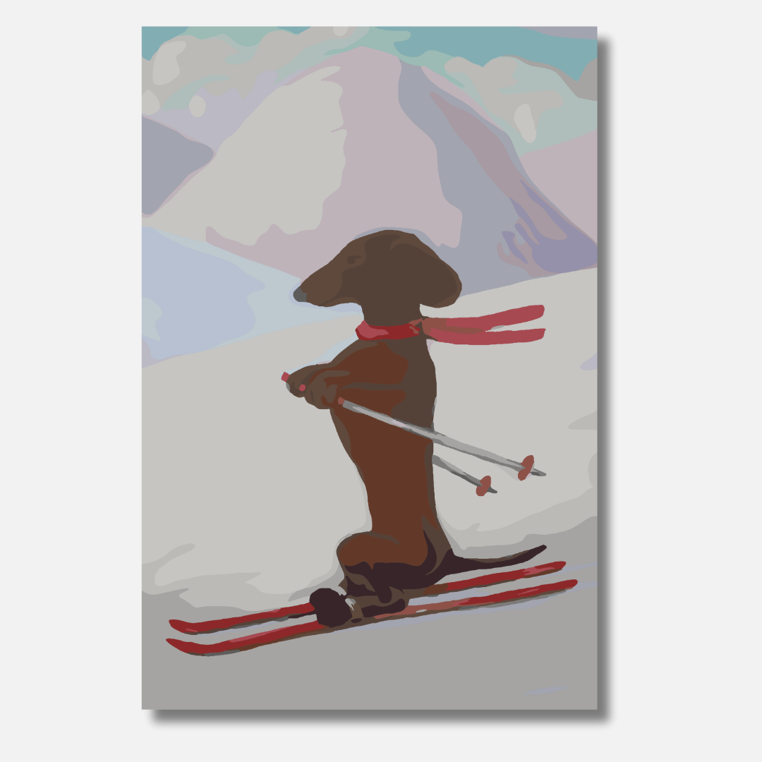 Dackel Abfahrt - Malen nach Zahlen