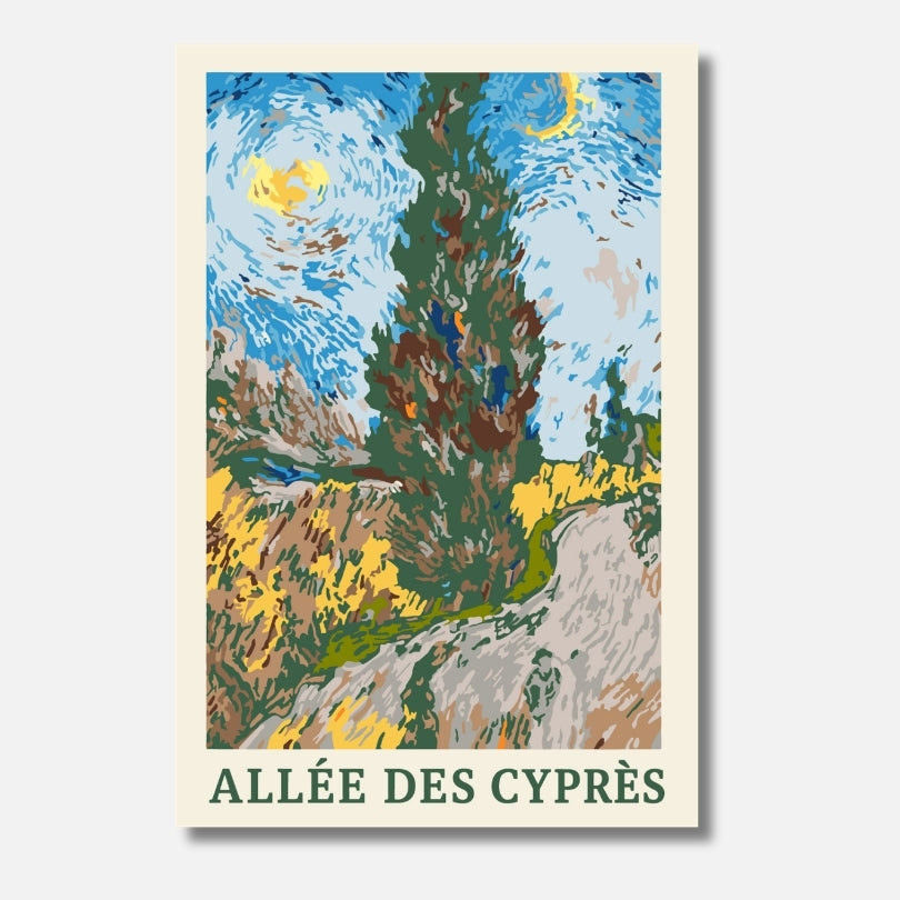 Allée des Cyprés inspiriert von Van Gogh - Malen nach Zahlen