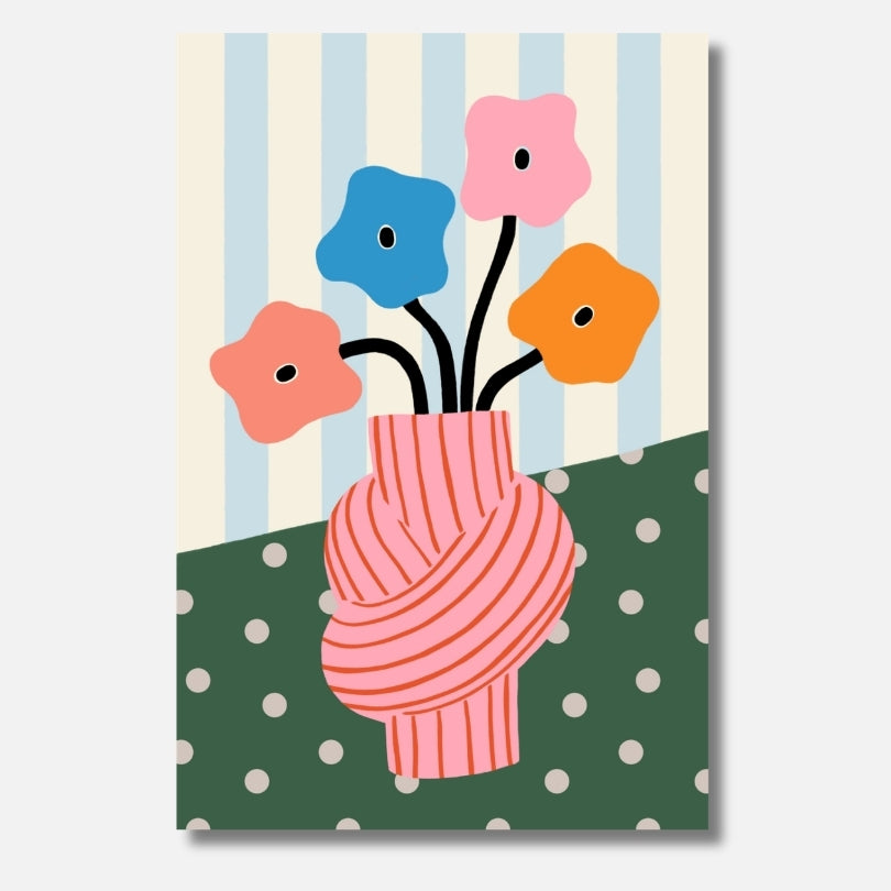 Gestreifte Knotenvase mit Blumen - Malen nach Zahlen