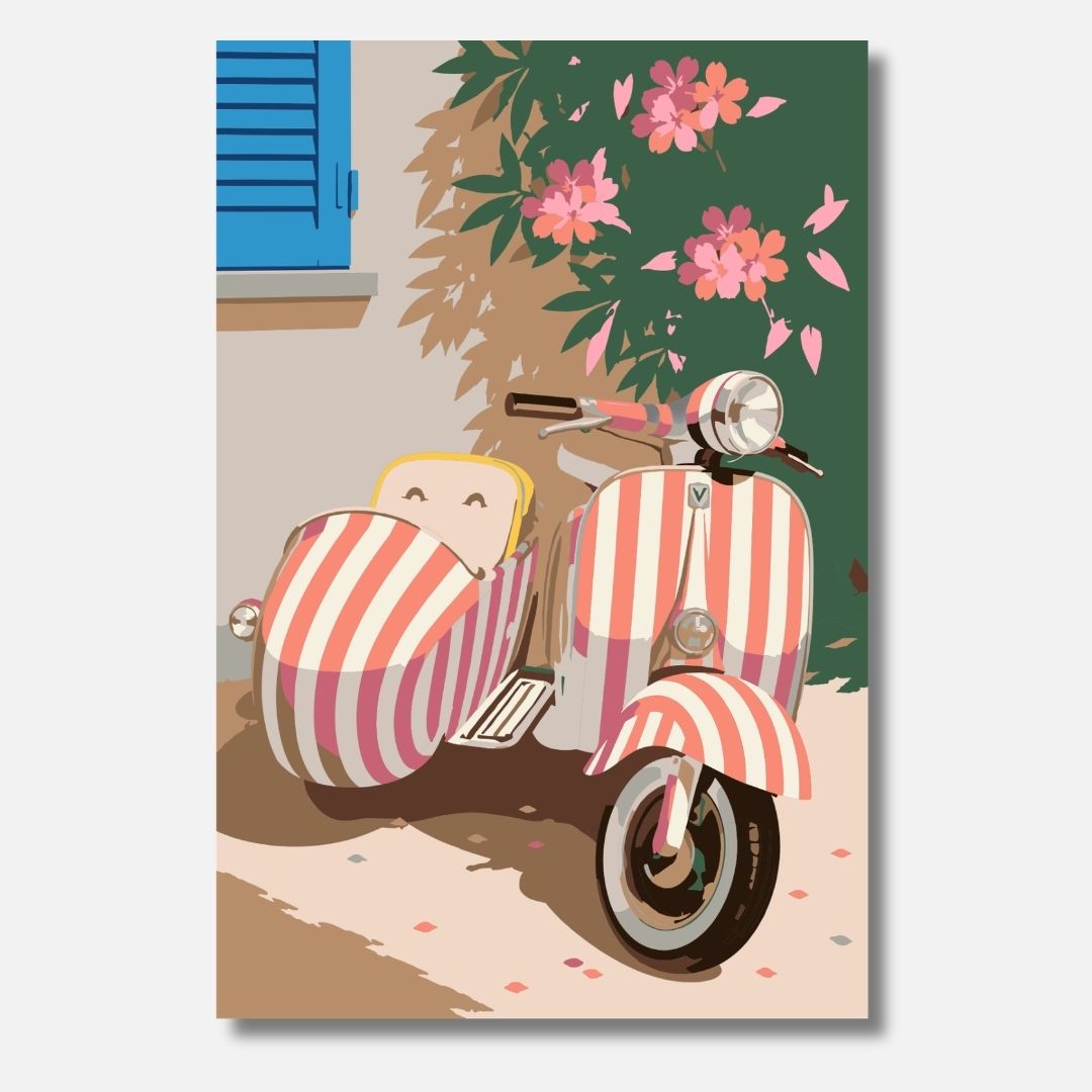 Pink Vespa - Painting by numbers