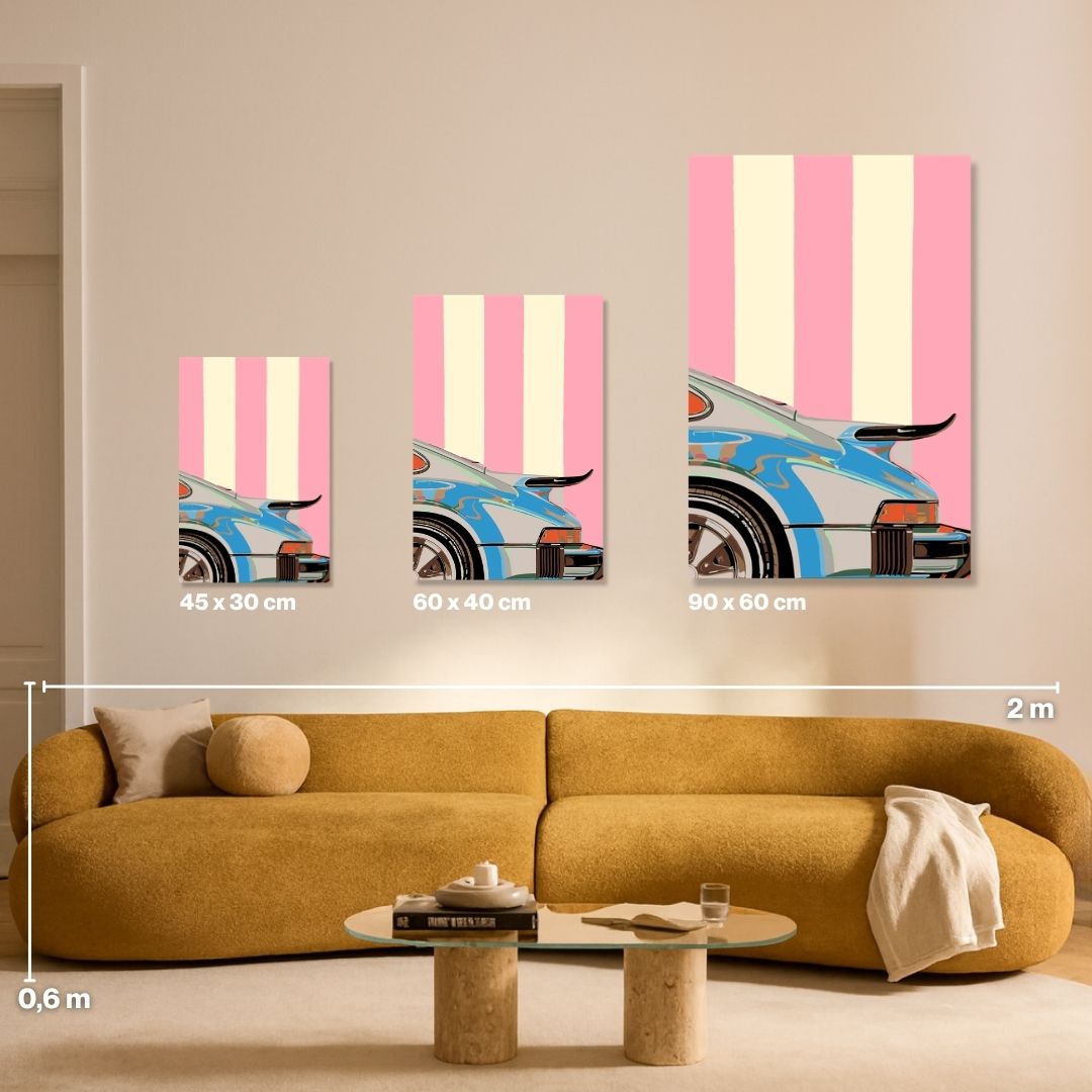 Pink Striped Car - Painting by numbers