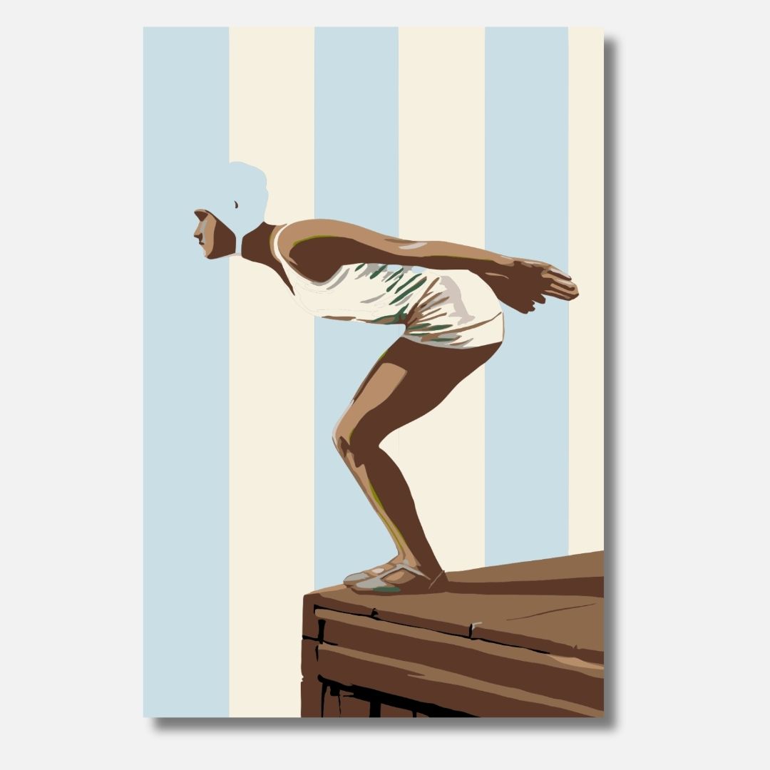 Die Schwimmerin Gestreift - Malen nach Zahlen