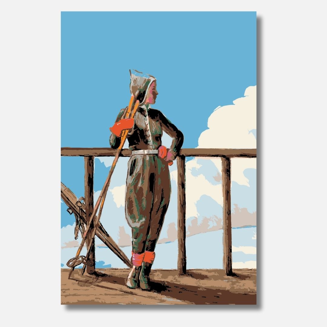 Skier With Red Gloves - Malen nach Zahlen